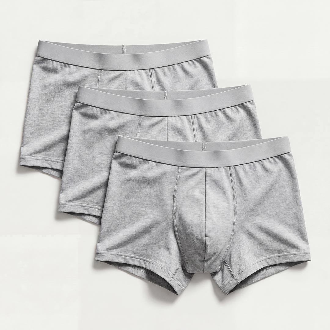 3-pack of Orykas men's light gray washable incontinence boxer briefs – bamboo fiber underwear set with superior absorbency and discreet bladder leak protection