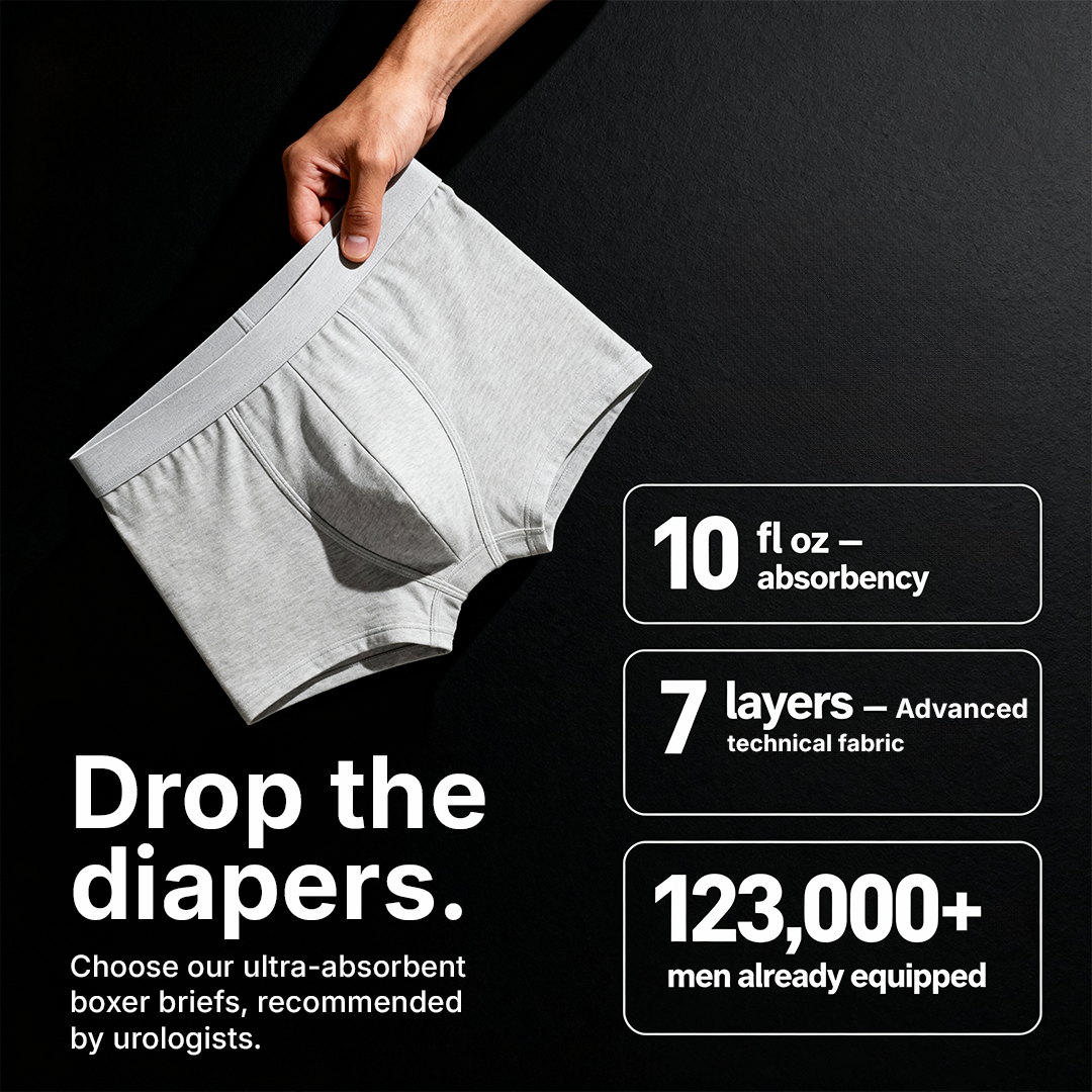 Men's Washable Incontinence Boxer Briefs