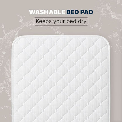 Washable waterproof bed pad for incontinence, designed to keep your bed dry, absorbent and reusable mattress protection ideal for heavy bladder leaks and overnight protection.