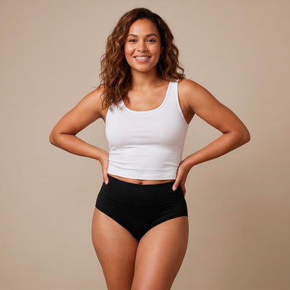 Pack of 3 Black High-Waisted Absorbent Briefs