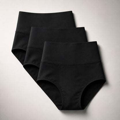Pack of 3 Black High-Waisted Absorbent Briefs