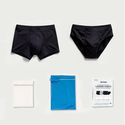 Orykas Discovery Set – men's washable incontinence underwear bundle including boxer briefs and briefs in bamboo fiber for everyday bladder leak protection