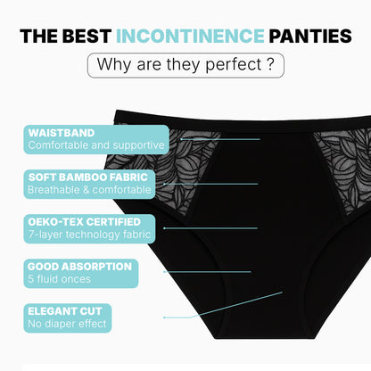 Absorbent Incontinence Panties with Side Lace