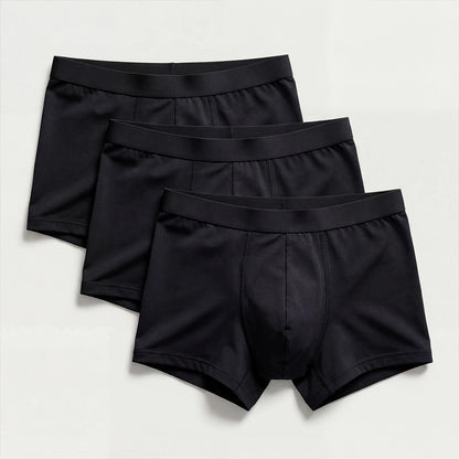 3-pack of Orykas men's black washable boxer briefs for light bladder leaks – bamboo fiber underwear set providing discreet and comfortable everyday incontinence protection