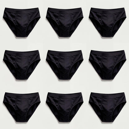 Orykas Essential Briefs Set – 9-pack men's washable incontinence briefs in black, bamboo fiber underwear for maximum daily bladder leak protection and comfortable fit