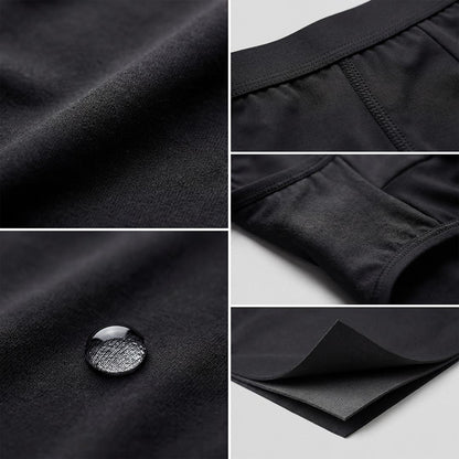 Black Orykas washable incontinence briefs for men on neutral background – ultra-absorbent bamboo fiber underwear providing comfortable and discreet bladder leak protection